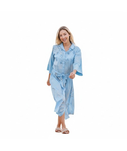 Isla Bonita By SIGRIS Vestido Camisero de Algodón 100% en Color Azul