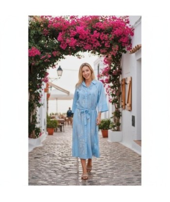 Isla Bonita By SIGRIS Vestido Camisero de Algodón 100% en Color Azul