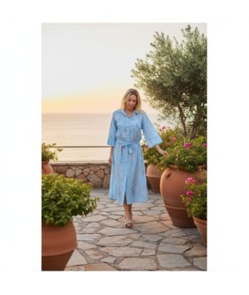 Isla Bonita By SIGRIS Vestido Camisero de Algodón 100% en Color Azul