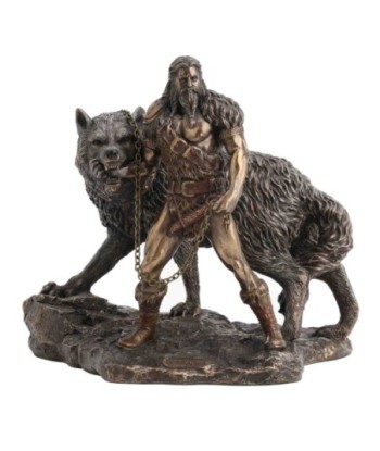 Figura Mitológica de Tyr y Fenrir en Resina  Decoración Única