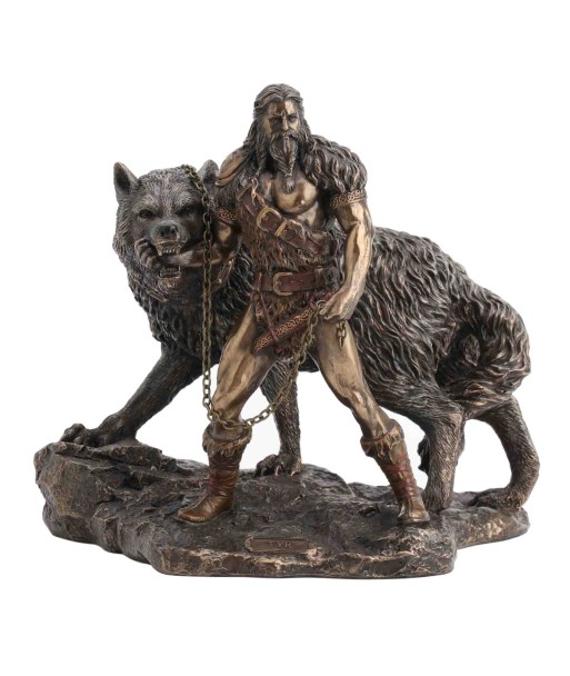 Figura Mitológica de Tyr y Fenrir en Resina  Decoración Única