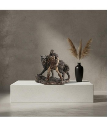 Figura Mitológica de Tyr y Fenrir en Resina  Decoración Única