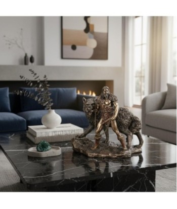 Figura Mitológica de Tyr y Fenrir en Resina  Decoración Única