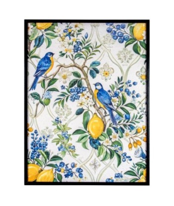 Cuadro Pajaros Y Limones en Lienzo Impreso | Estilo Natural, Decoración Floral