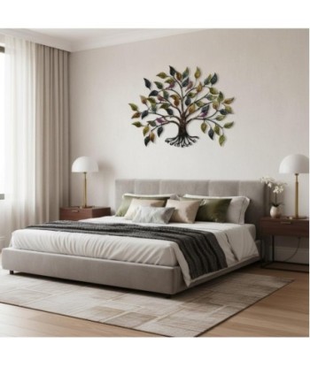 Adorno Pared Árbol de Metal con Pájaros y Hojas Coloridas