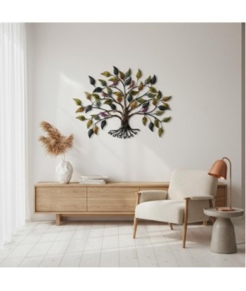 Adorno Pared Árbol de Metal con Pájaros y Hojas Coloridas