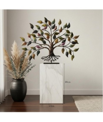 Adorno Pared Árbol de Metal con Pájaros y Hojas Coloridas