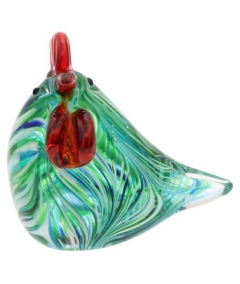 Pisapapel Gallina de Vidrio Verde y Rojo - Decoración Alegre