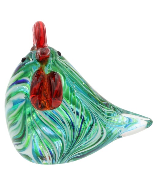Pisapapel Gallina de Vidrio Verde y Rojo - Decoración Alegre