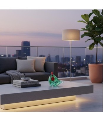 Pisapapel Gallina de Vidrio Verde y Rojo - Decoración Alegre