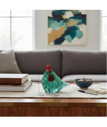 Pisapapel Gallina de Vidrio Verde y Rojo - Decoración Alegre