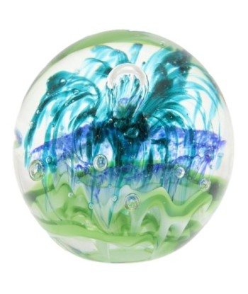 Pisapapel de Vidrio Decorativo en Color Verde y Azul con Estilo Moderno