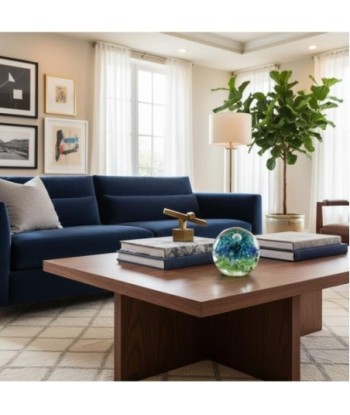Pisapapel de Vidrio Decorativo en Color Verde y Azul con Estilo Moderno