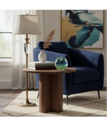 Pisapapel de Vidrio Decorativo en Color Verde y Azul con Estilo Moderno