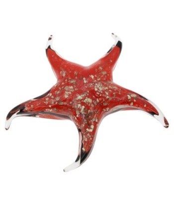Pisapapel Estrella De Mar de Vidrio Rojo con Detalles Dorados - Novedad Decorativa