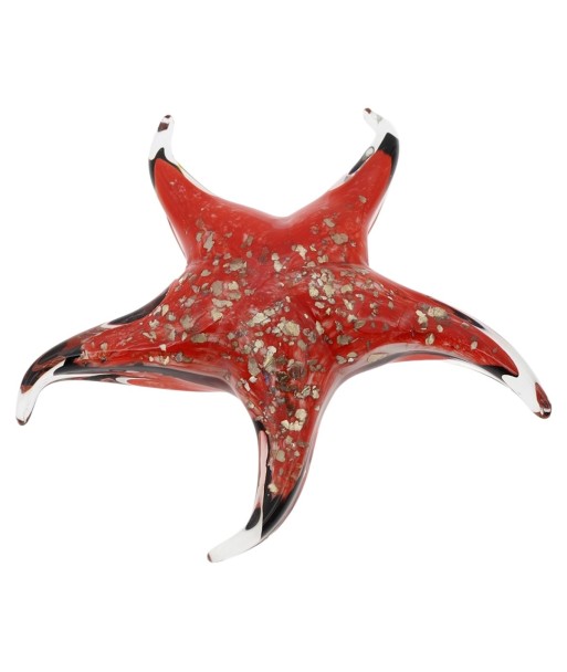 Pisapapel Estrella De Mar de Vidrio Rojo con Detalles Dorados - Novedad Decorativa