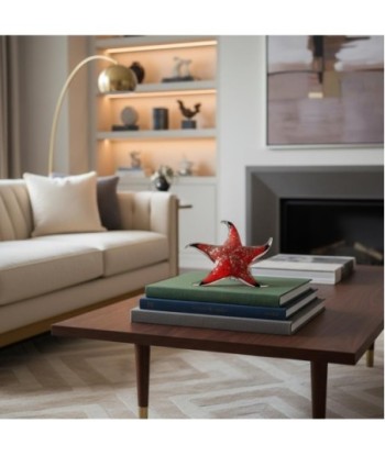 Pisapapel Estrella De Mar de Vidrio Rojo con Detalles Dorados - Novedad Decorativa