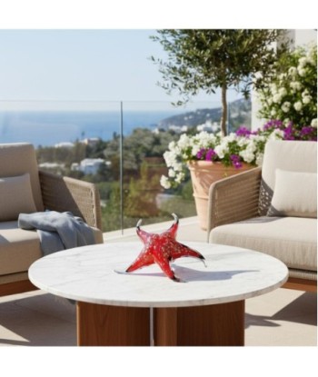 Pisapapel Estrella De Mar de Vidrio Rojo con Detalles Dorados - Novedad Decorativa