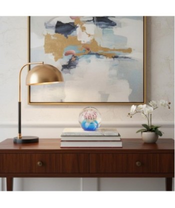Pisapapel de vidrio decorativo con diseño floral en colores azul y rosa