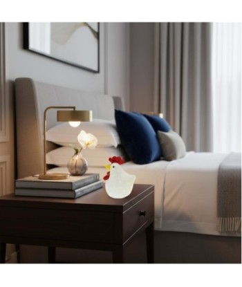 Pisapapel Gallina de Vidrio Blanco con Detalles Rojos - Decoración Original