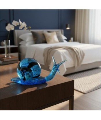 Pisapapel Caracol de vidrio azul decorativo y moderno