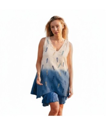 Isla Bonita By SIGRIS Vestido Corto de Algodón con Estampado de Peces