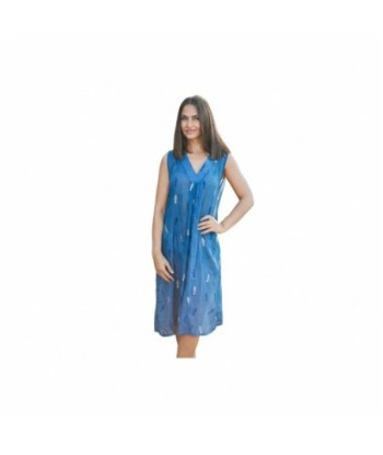 Isla Bonita By SIGRIS Kurta Azul de Algodón 100% con Estampado Elegante