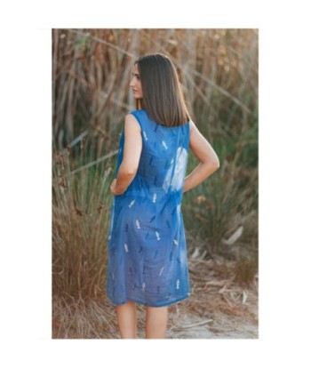 Isla Bonita By SIGRIS Kurta Azul de Algodón 100% con Estampado Elegante