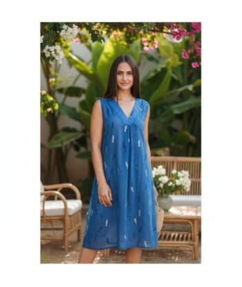 Isla Bonita By SIGRIS Kurta Azul de Algodón 100% con Estampado Elegante