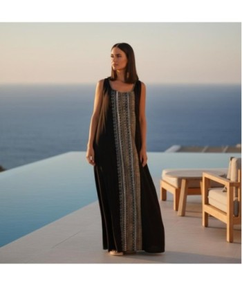 Isla Bonita By SIGRIS Vestido Largo de Viscosa 100% con Detalles Étnicos