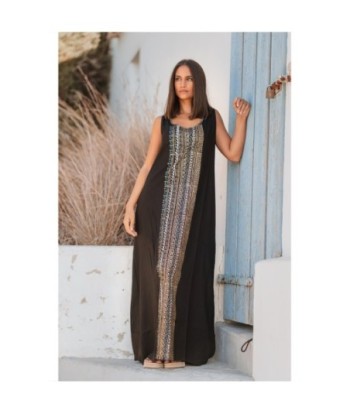 Isla Bonita By SIGRIS Vestido Largo de Viscosa con Detalles Étnicos