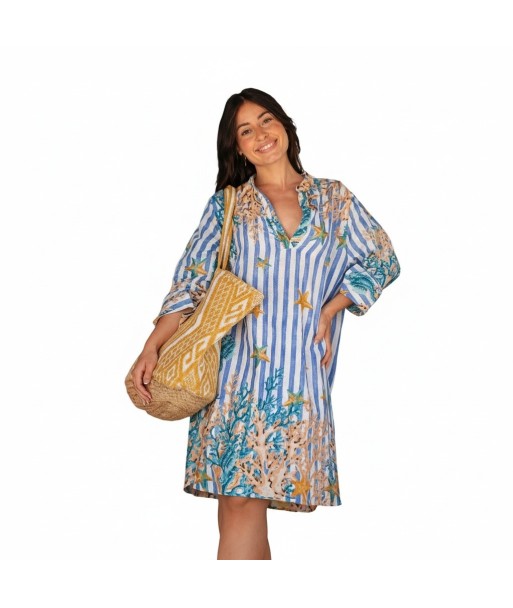 Isla Bonita By SIGRIS Kurta de Verano en Algodón 100% con Estampado Marino