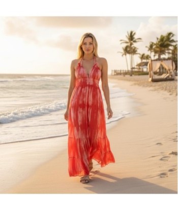Isla Bonita By SIGRIS Vestido Largo de Algodón en Color Rojo