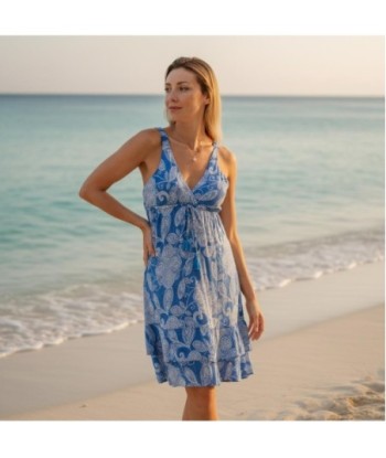 Isla Bonita By SIGRIS Vestido Corto de Viscosa con Estampado Floral en Tonos Azules