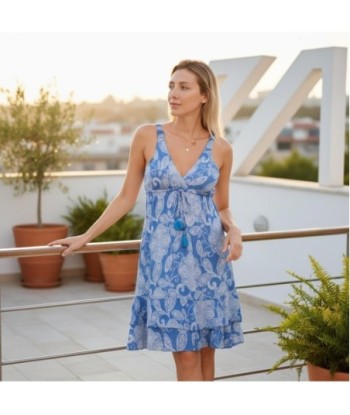 Isla Bonita By SIGRIS Vestido Corto de Viscosa con Estampado Floral en Tonos Azules