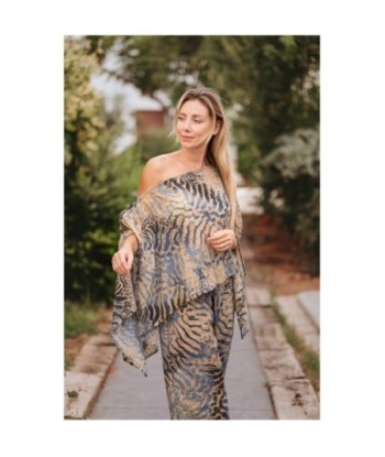 Isla Bonita By SIGRIS Poncho de Algodón con Diseño Abstracto