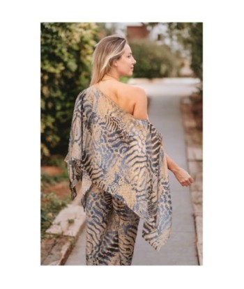 Isla Bonita By SIGRIS Poncho de Algodón con Diseño Abstracto
