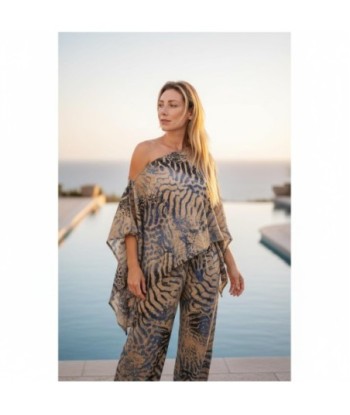 Isla Bonita By SIGRIS Poncho de Algodón con Diseño Abstracto