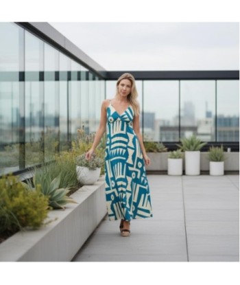Isla Bonita By SIGRIS Vestido Largo de Viscosa con Estampado Geométrico