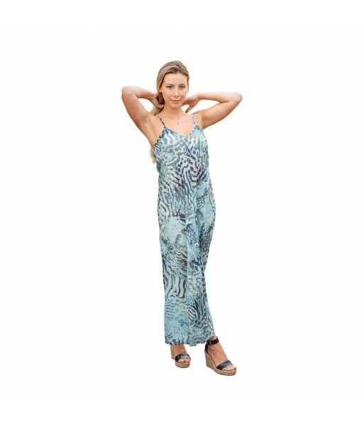 Isla Bonita By SIGRIS Vestido Largo de Algodón con Estampado Acuático