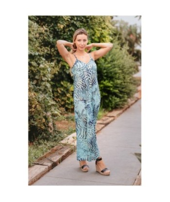 Isla Bonita By SIGRIS Vestido Largo de Algodón con Estampado Acuático