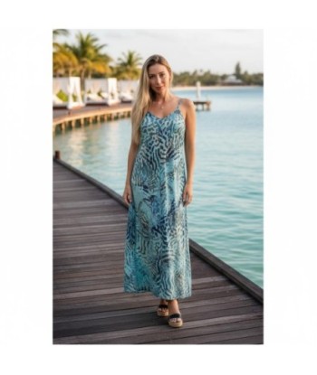 Isla Bonita By SIGRIS Vestido Largo de Algodón con Estampado Acuático