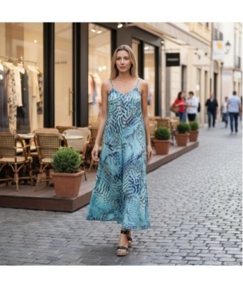 Isla Bonita By SIGRIS Vestido Largo de Algodón con Estampado Acuático