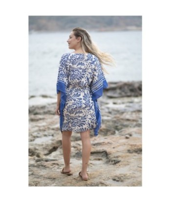 Isla Bonita By SIGRIS Poncho de Viscosa con Diseño Floral Azul