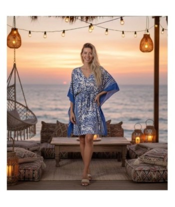 Isla Bonita By SIGRIS Poncho de Viscosa con Diseño Floral Azul