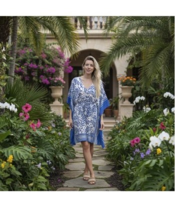 Isla Bonita By SIGRIS Poncho de Viscosa con Diseño Floral Azul