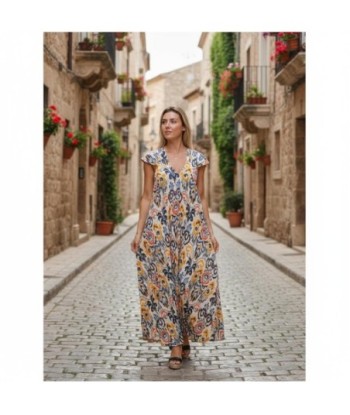 Isla Bonita By SIGRIS Vestido Largo de Viscosa con Diseño Colorido