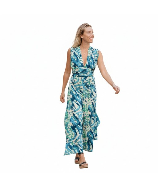 Isla Bonita By SIGRIS Mono de Viscosa con Estampado Abstracto en Tonos Verdes y Azules