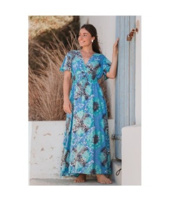 Isla Bonita By SIGRIS Vestido Largo de Viscosa con Estampado Azul
