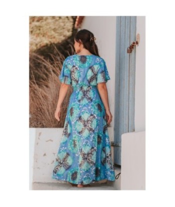 Isla Bonita By SIGRIS Vestido Largo de Viscosa con Estampado Azul